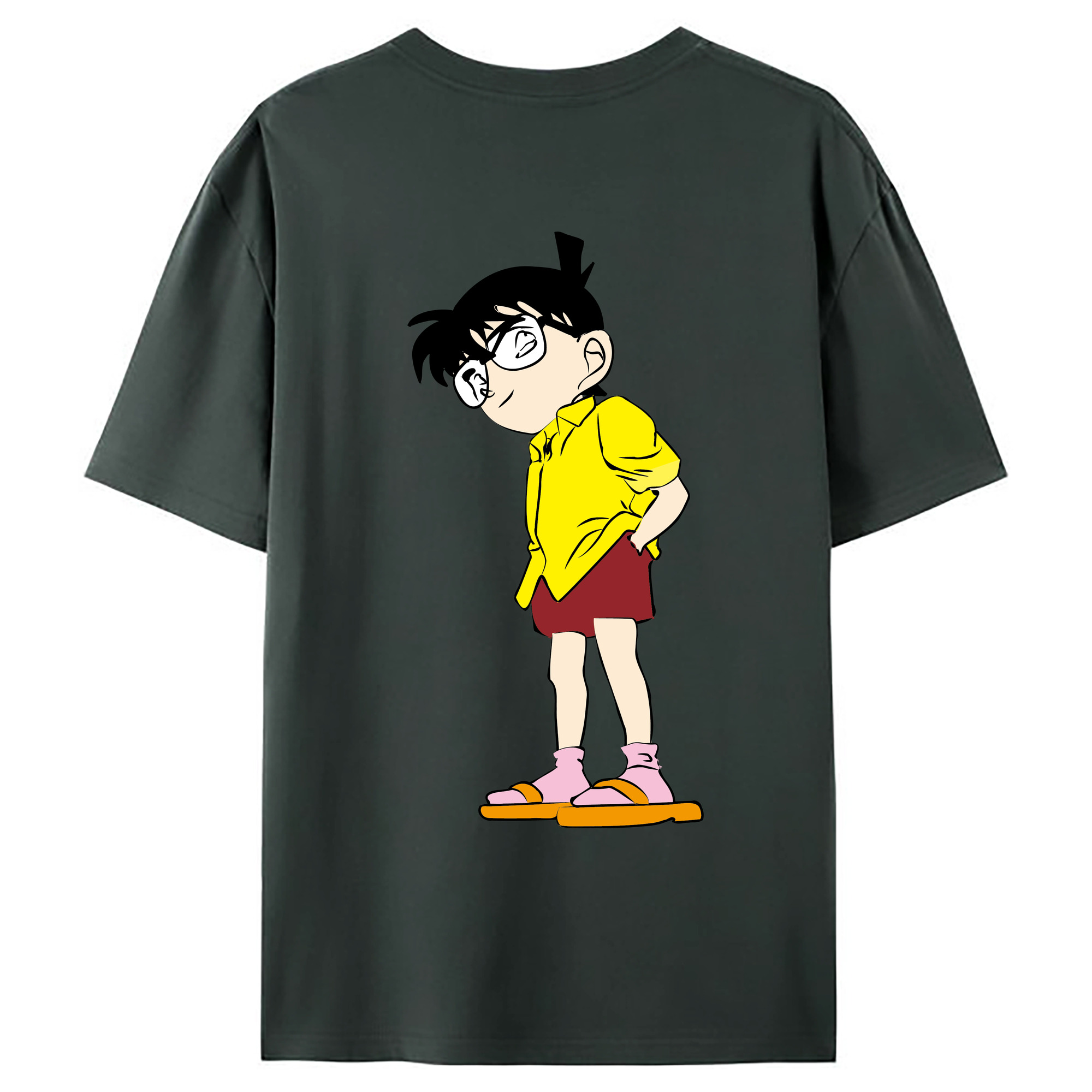 （画像用） 名探偵コナン 江戸川 コナン Detective Conan Conan Edogawa 綿100％ メンズ半袖Tシャツ（バックプリント） 通気性